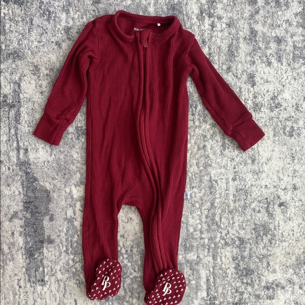 Posh Peanut Maroon Kids One Piece Footie